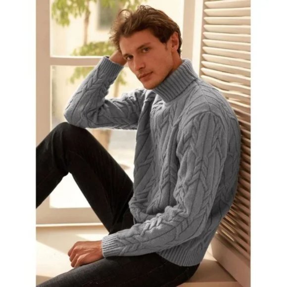 Men's L11 Turtleneck Pullover Sweaters Light Grey - Picture 2 of 8